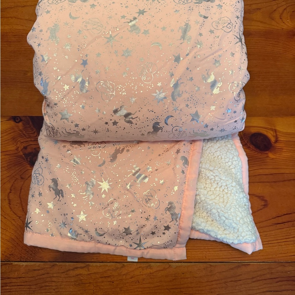 Justice Pink and Silver Plush Blanket